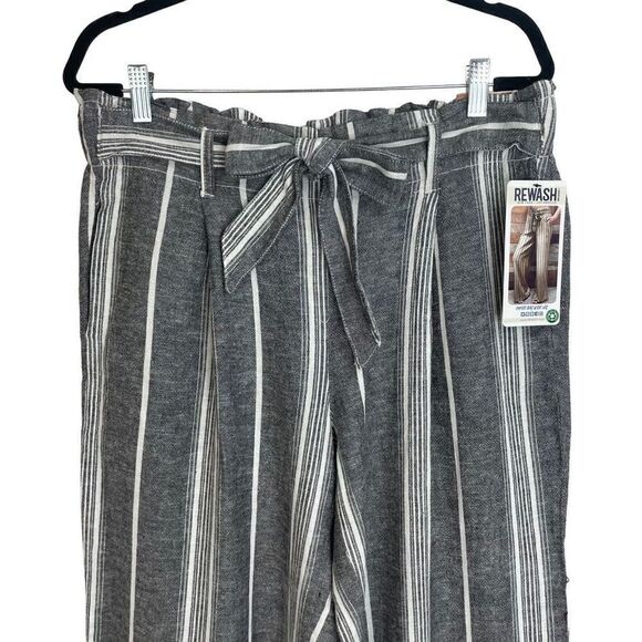 Rewash Brand Striped Linen Blend Paper Bag Wide Leg Pants Size L New - Picture 3 of 11